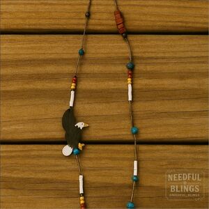 🦅 Vintage Zuni Style Eagle Fetish Necklace Turquoise Heishi 28"